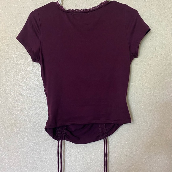 Purple V Neck Blouse - Picture 2 of 3